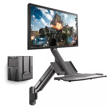 Nástenná pracovná stanica MACLEAN MC-838 s plynovou pružinou pre monitor, klávesnicu a PC