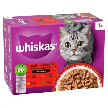 Mokré krmivo vrecká pre mačky Whiskas sortiment 80 x 85 g — zmiešaná hydina, jahňacina, hovädzina, kura