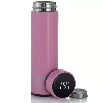 Extralink Smart Travel Mug ružový, termoska s LED displejom