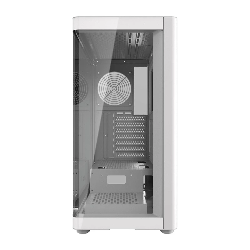 Počítačová skriňa DarkFlash DS900G biela — Mid-Tower, tvrdené sklo, bez ventilátorov