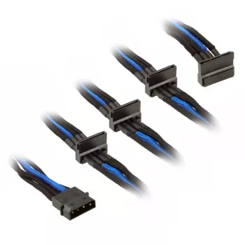 SilverStone 4-pin Molex na 4x SATA kábel, 300 mm - čierny/modrý