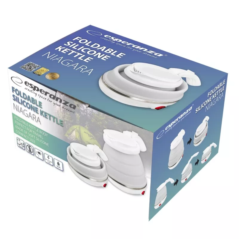 Elektrická kanvica ESPERANZA EKK023 — 0,5 l, 750 W, biela, nerezová oceľ a plast