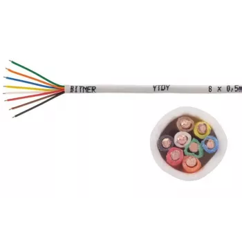 Alarmový kábel BITNER YTDY 8x0,5 100 m — 8 žíl, 0,5 mm², PVC plášť