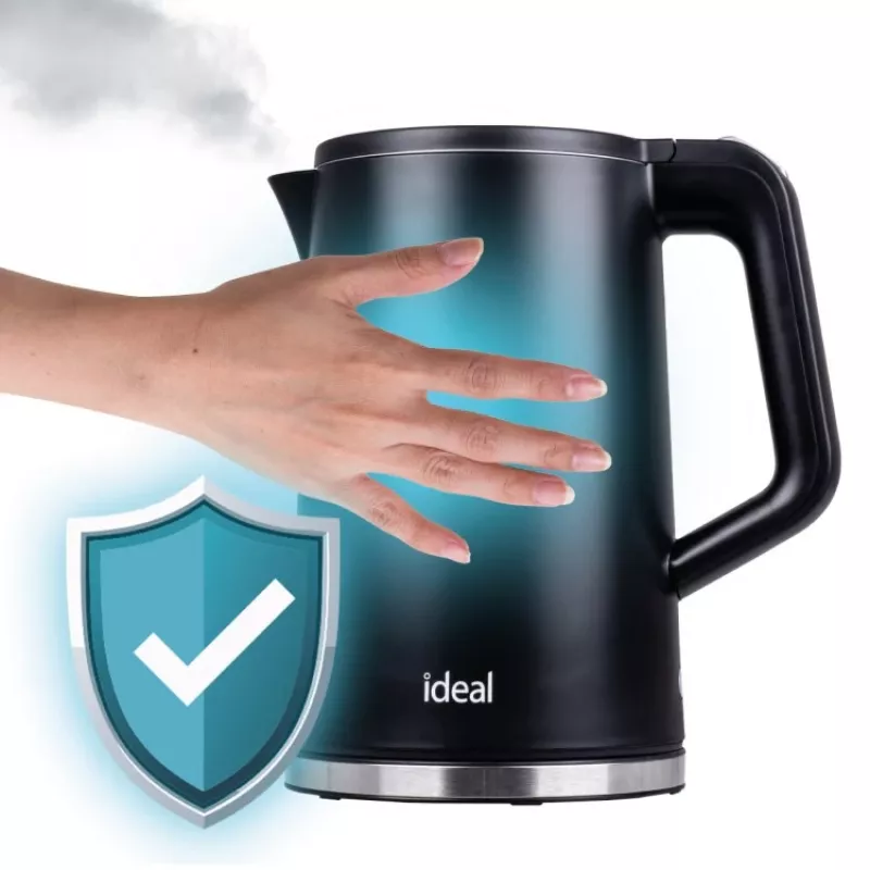 IDEAL Kanvica 1,7 l, Oceľové telo, výkon 1500 W, čierna