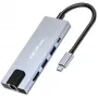 USB-C hub QOLTEC 53795 5-in-1 s 100W PD, 2×USB-A, HDMI 4K, RJ45