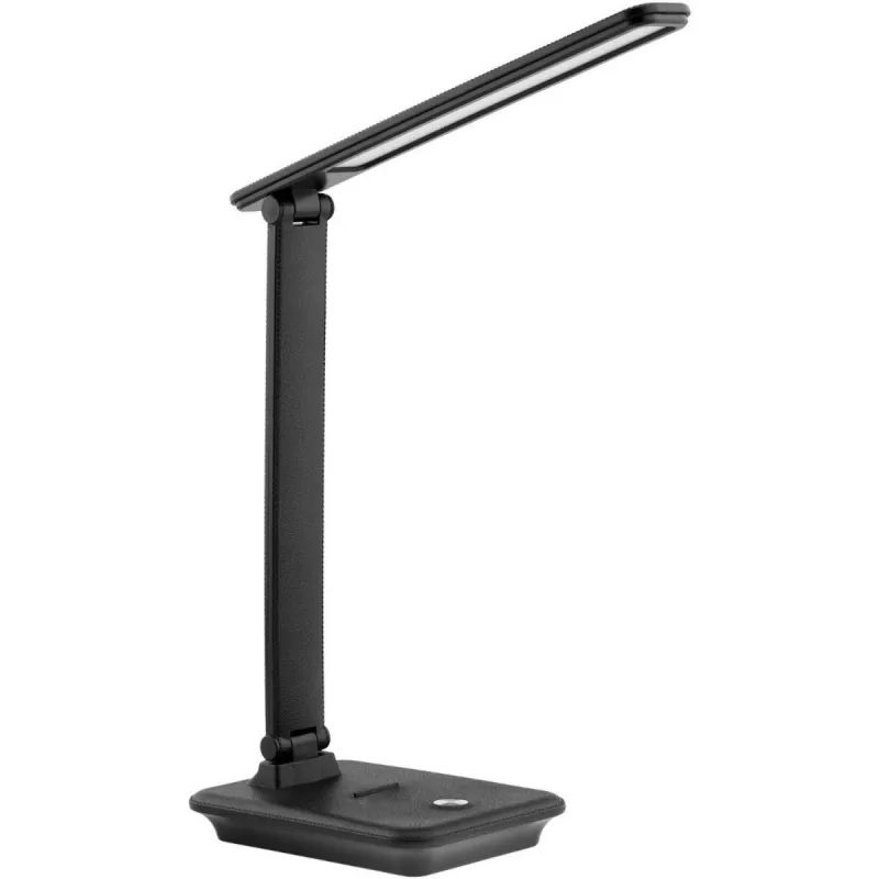 LED stolová lampa MACLEAN MCE614B — stmievateľná, sklopné nastaviteľné rameno, 9W, 3000K/4500K/6500K, čierna