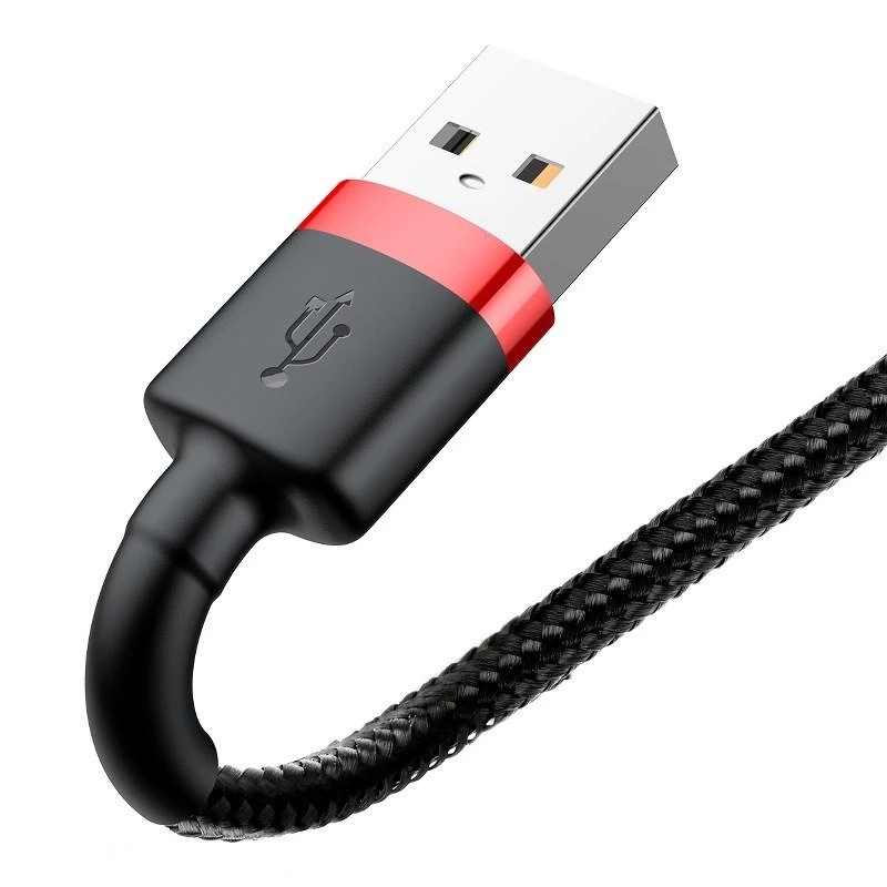 USB-A na Lightning kábel Baseus Cafule 2.4A QC 3.0, 1 m — čierny/červený