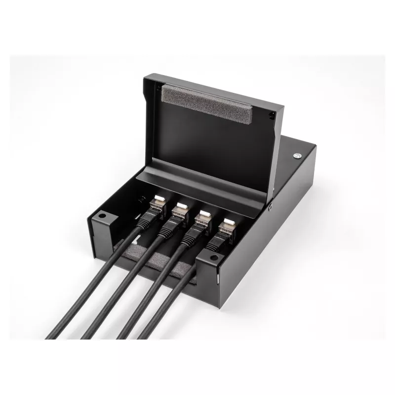 Rozbočovacia krabica DeLOCK 66235 4 porty kovová čierna