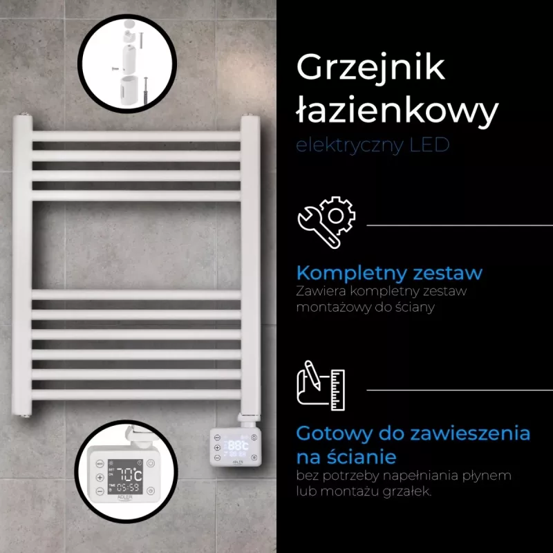 LED elektrický radiátor do kúpeľne | AD 7823 | radiátor | 400 W | biela | IP24