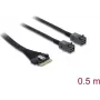 DELOCK PCIe 4.0 slim SAS kábel SFF-8654 8i na 2× Mini SAS HD SFF-8643, 0,5 m