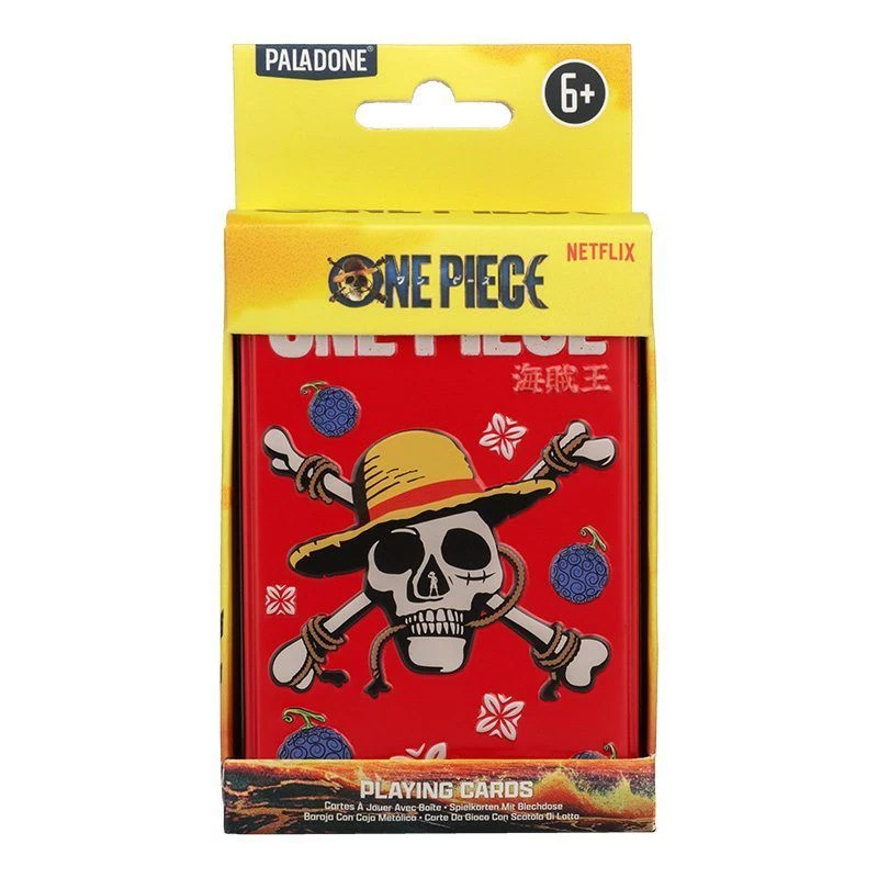 Hracie karty Paladone One Piece v plechovej dóze – veľkosť štandardného balíčka