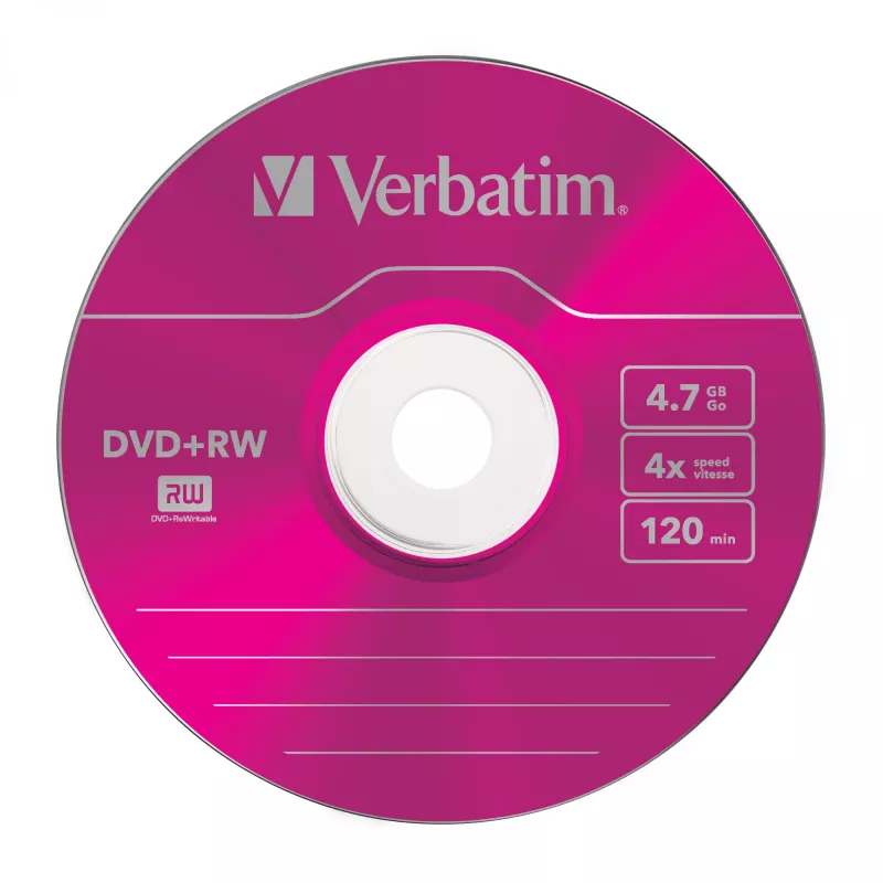 VERBATIM 43297 Verbatim DVD+RW slim Jewel Case 5 4.7GB 4x farba
