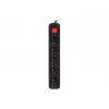 Predlžovací prívod Lanberg PS1-05E-0300-BK, 5 zásuviek, 3 m, čierny, s vypínačom