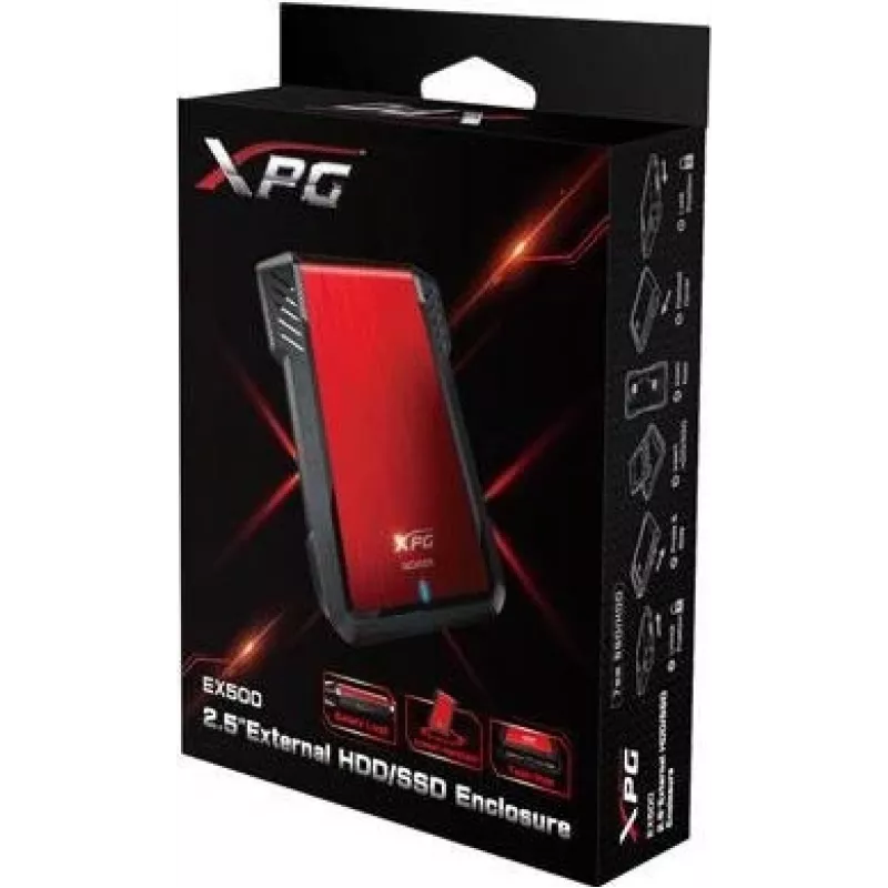 ADATA EX500 HDD/SSD puzdro čierna, červená 2,5 inch