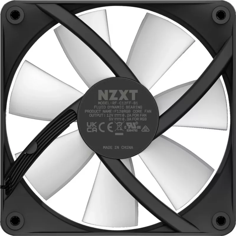 NZXT F120 RGB Core ventilátor do skrine 120 mm, 4-pinový PWM, čierny