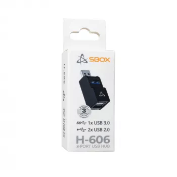 USB hub SBOX H-606 – 3-port USB-A (1x USB 3.0, 2x USB 2.0)