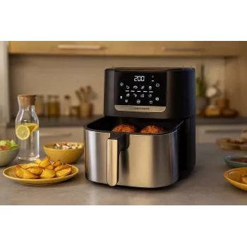 Teplovzdušná fritéza ESPERANZA EKA004 — 8 L, 1700 W, 8 programov, dotykové ovládanie, nerez