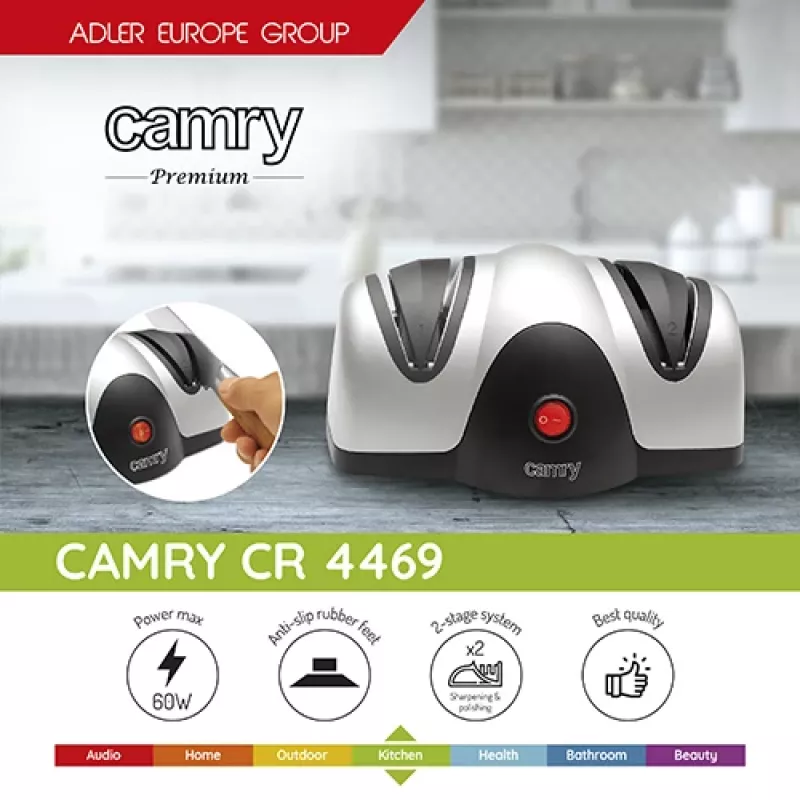 Camry Premium CR 4469 Brúska na nože Elektrická brúska na nože Čierna, Sivá