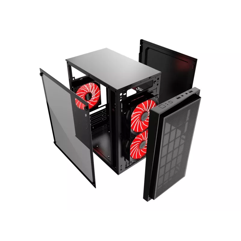 GEMBIRD CCC-FORNAX-950R herný dizajn PC skriňa 3 x 12 cm ventilátory červené