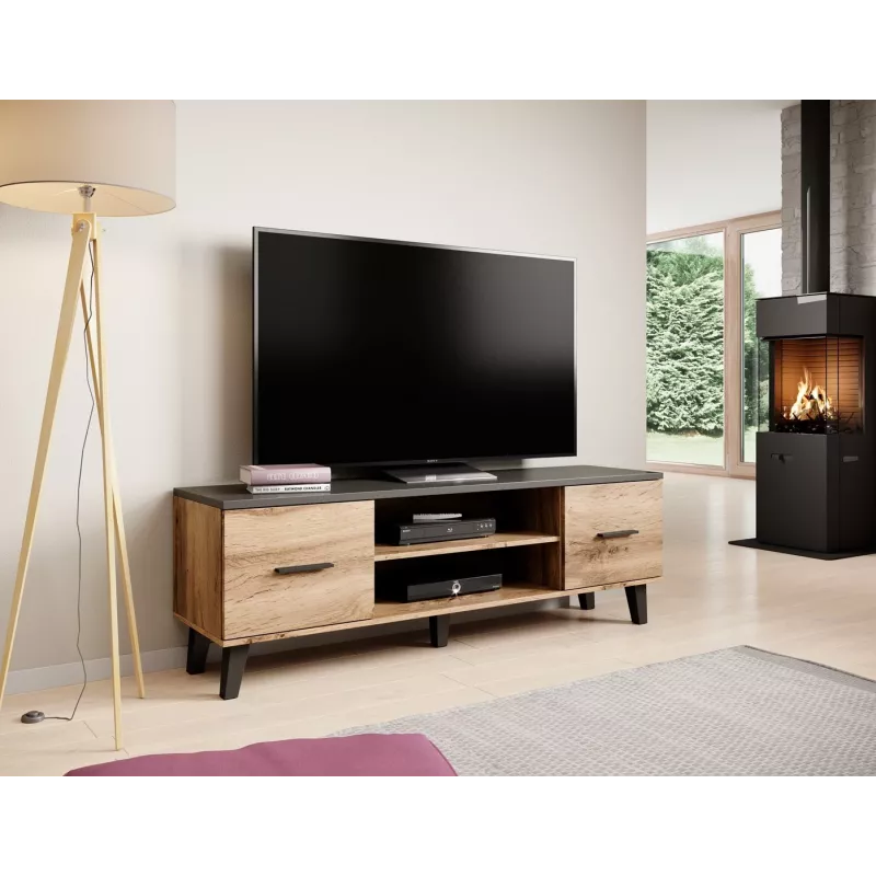 Cama TV stojan LOTTA 160 2D2K dub wotan/matný čierny