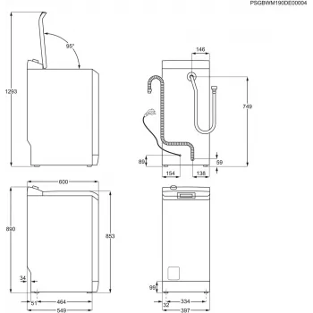 Práčka s horným plnením Electrolux EW2TN5261FP, 6 kg, 1200 ot/min, 42 l bubon, biela
