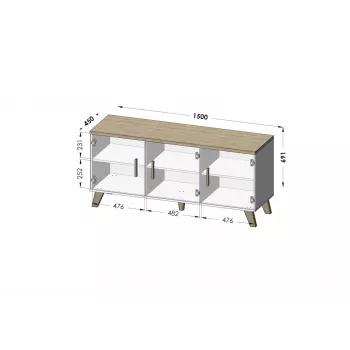 Cama sideboard LOTTA 150 3D biela + sonoma oak