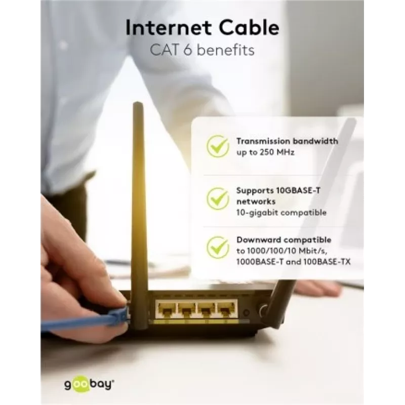 Wentronic Goobay CAT 6 patch kábel, S/FTP (PiMF), biely, 3 m – LSZH bez halogénov, meď (93507)