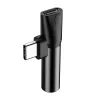 Baseus audio adaptér USB-C na minikonektor 3,5 mm + USB-C (čierna)