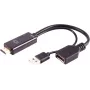 HDMI A konektor samica na DisplayPort konektor samec adaptér ShiverPeaks BS10-01012 4K 60Hz 20 cm