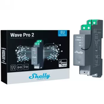 Polovodičové relé Shelly Wave Pro 2 2-kanálové 25 A 110–240 V DIN lišta, 868,4 MHz