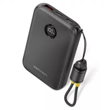 Powerbank Vention FKAB0-C 10000 mAh, 2× USB-C + 1× USB-A, 22,5 W, čierna