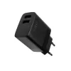 Pevná cestovná nabíjačka Dual-USB FIXC17N-2U-BK, 17 W, prenosný USB napájací adaptér, čierna