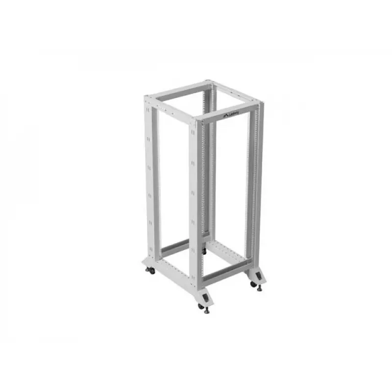 LANBERG 19-palcový otvorený rack 27U 600x800 mm sivý, 27U open-frame serverový rack