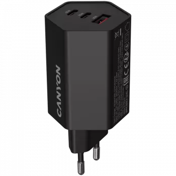 CANYON nabíjačka HEXAGON 65 GaN 65W 2xPD 1xQC EU čierna (CND-CHAHEX65B)