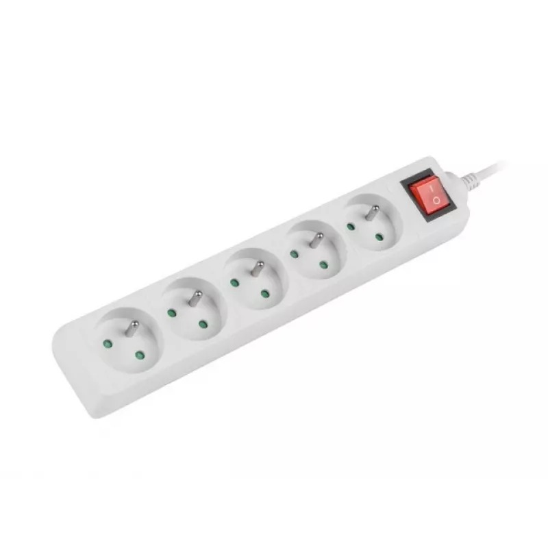 Predlžovací kábel Lanberg PS1-05E-0150-W 1,5 m 5 AC zásuviek interiér biely