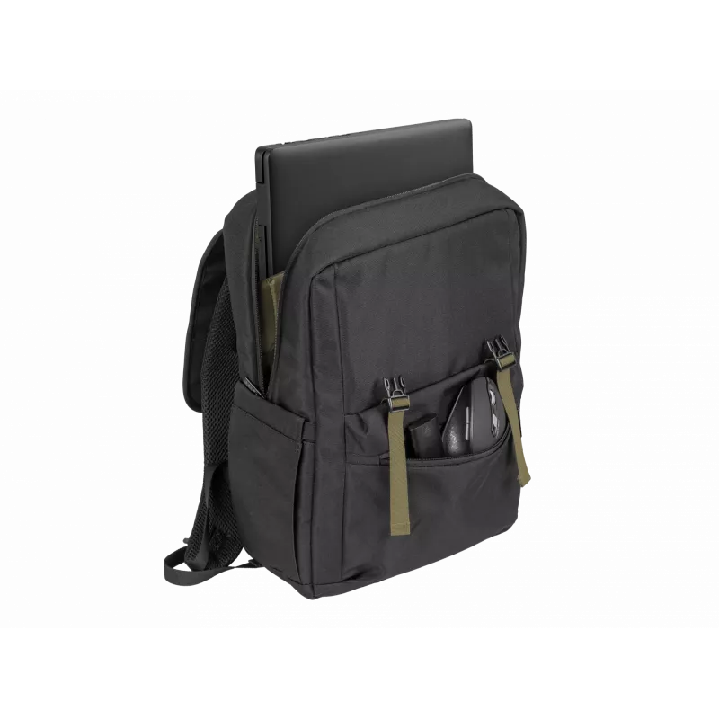 NATEC Niala NTO-2239 batoh na notebook 39,6 cm (15,6 palca), 18 L, odolný voči postriekaniu, recyklovaný polyester, čierny/tmavozelený