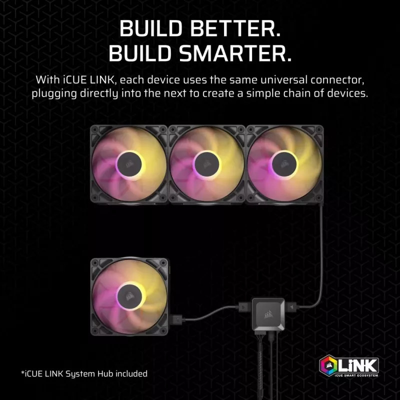 Corsair iCUE LINK RX120 MAX ARGB 120mm skriňový ventilátor 3-pack Čierna