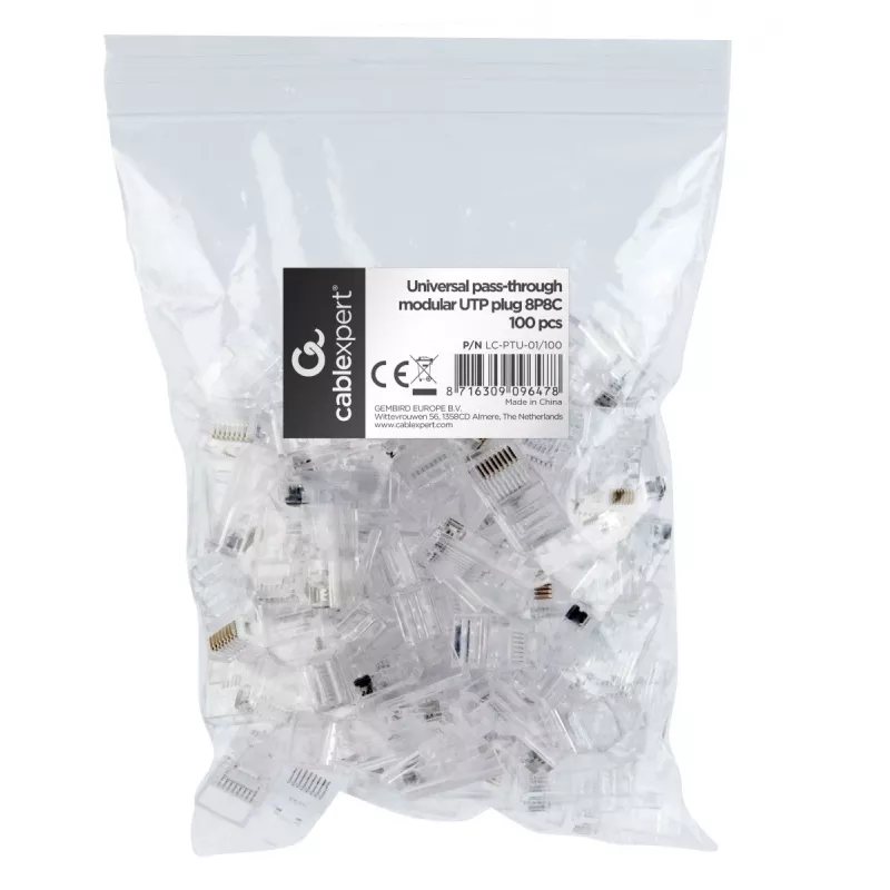 Káblový konektor Gembird LC-PTU-01/100 8P8C RJ45 priehľadný