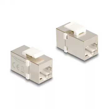 Delock 90637 Keystone modul RJ45 zásuvka na RJ45 zásuvku, Cat.6 FTP, strieborná/biela