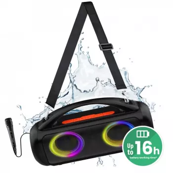 Prenosný reproduktor MEDIA-TECH MT3184 — Bluetooth 5.3, 60W RMS, IPX5, Li-Ion batéria 16h, USB-C nabíjací konektor, MicroSD, TWS, mikrofón, diaľkový ovládač
