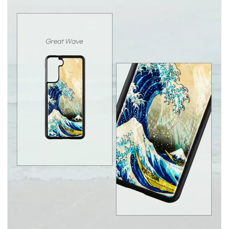 Puzdro na smartphone iKins na Samsung Galaxy S21+ — ochranné zadné krytie 'great wave'