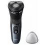 Elektrický rotačný holiaci strojček Philips 3000 Series S3144/00 — 3-hlavový, mokré a suché holenie, Li-Ion batéria, bezdrôtový, integrovaný zastrihávač, čierna/modrá