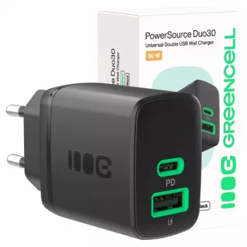 Nabíjačka Green Cell PowerSource Duo30 – 1× USB-A, 1× USB-C, 3A