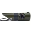 Multifunkčná survival píšťalka Mil-Tec SP.22073 — 6-in-1 oliv, kompas, teplomer, zrkadlo, lupa, svetlo, 100×35×30 mm
