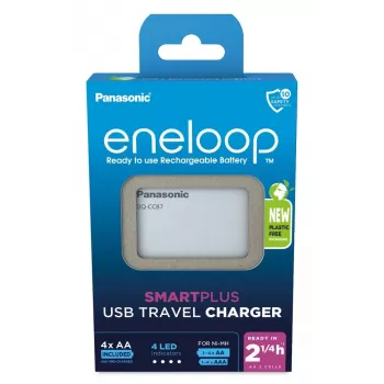 USB nabíjačka PANASONIC Eneloop Smartplus BQ-CC87 + 4x AA 2000 mAh (K-KJ87MCD40USB)