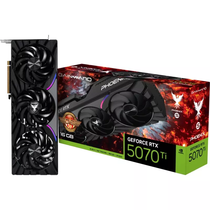 Grafická karta GAINWARD GeForce RTX 5070 Ti Phoenix-S GS, 16 GB GDDR7, PCIe 5.0, 256-Bit, 2295 MHz