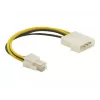 Delock 82391 napájací adaptérový kábel, 4-pinový ATX12V (P4) samec na 4-pinový Molex samec, 0,15 m