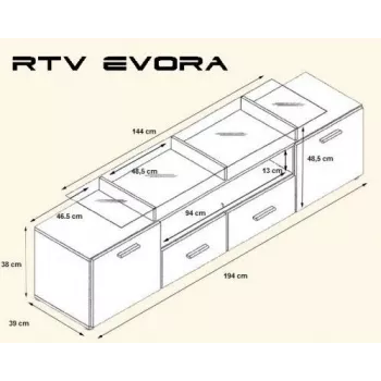 Cama TV stojan EVORA 200 biely/biely lesklý