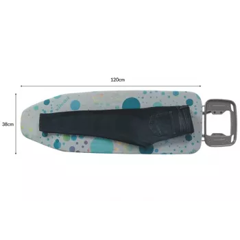 Žehliaca doska v plnej veľkosti Vileda — plnohodnotné nerezové nohy 1200×380 mm žehliaca plocha výška 75–96 cm sklápacia držiak na žehličku