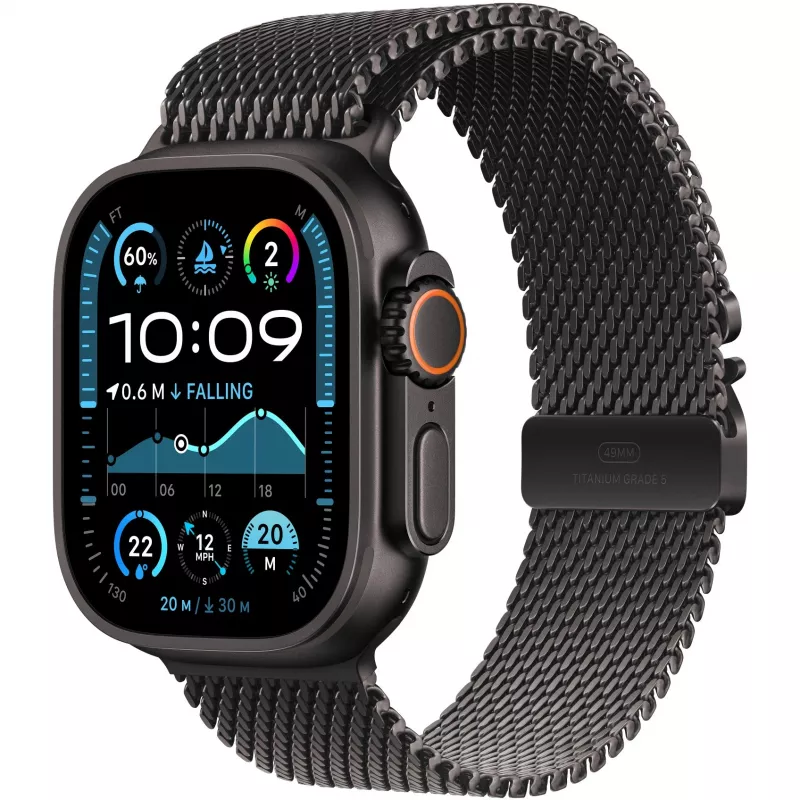 Čierny titánový Milanaise náramok 49 mm – L